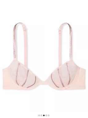 Victoria's Secret Light Pink Sheer Underwire Bra with Ribbon Detail nwt
